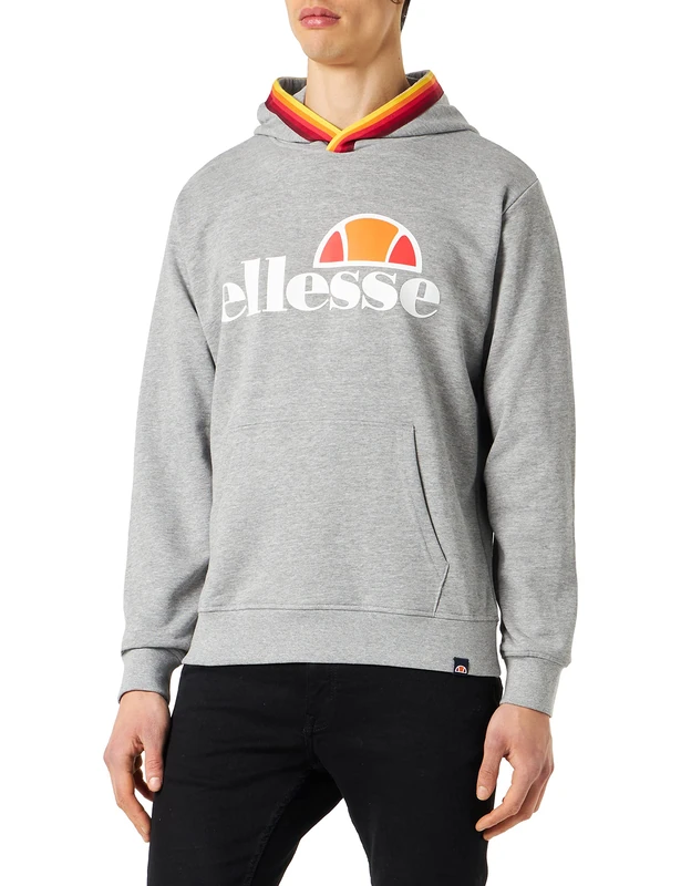 ELLESSE Men's Hoodie Sweatshirt, Grey Melange, XL