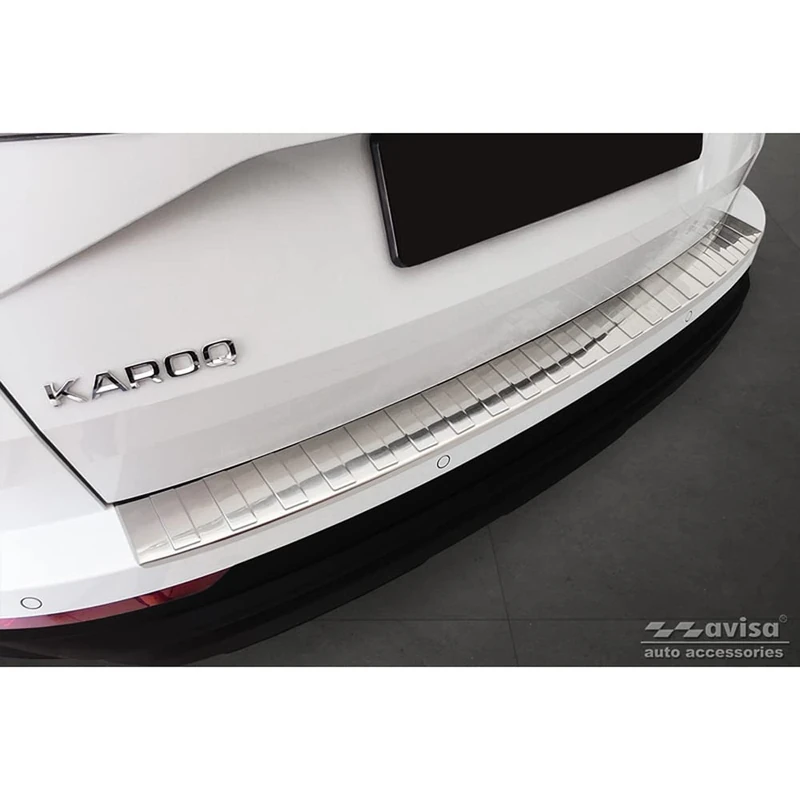 Avisa Stainless Steel Rear bumper protector compatible with Skoda Karoq Facelift 2022- + Sportline Facelift 2022- 'Ribs'