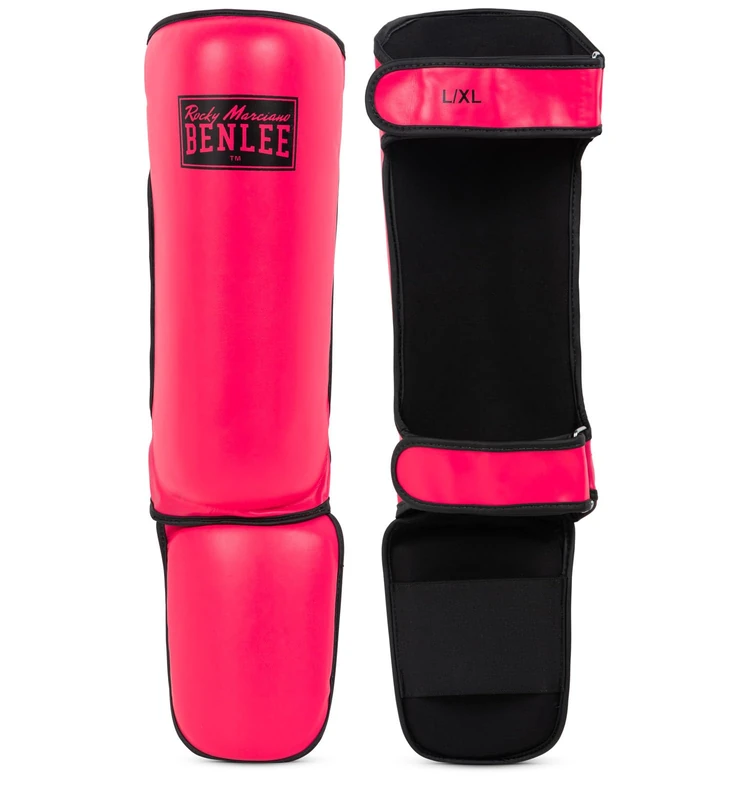 BENLEE Guardian Faux Leather Shin Pads Neon Pink L/XL