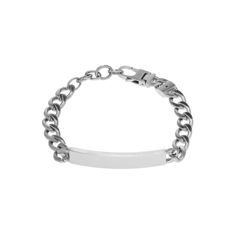 Fossil Bracelet for Men Drew, Length: 223.7mm, Width: 46.3mm, Height: 9mm Silver Stainless Steel Bracelet, JF04164040