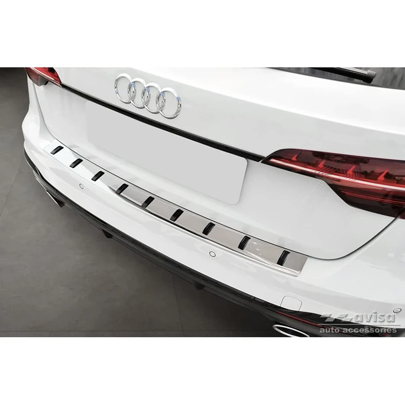 Avisa Stainless Steel Rear bumper protector compatible with Audi A4 Avant B9 (incl. S-Line) 2015-2019 & Facelift 2019- - 'STRONG EDITION'