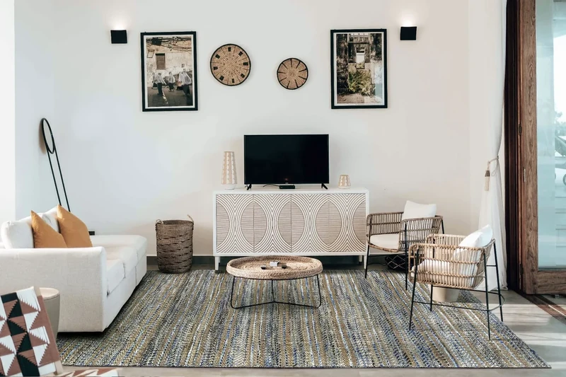 HAMID - Wool and Jute Rugs Olivia Hand Woven Wool Jute Rug for Living Room Bedroom Blue Veins (160 x 230 cm)