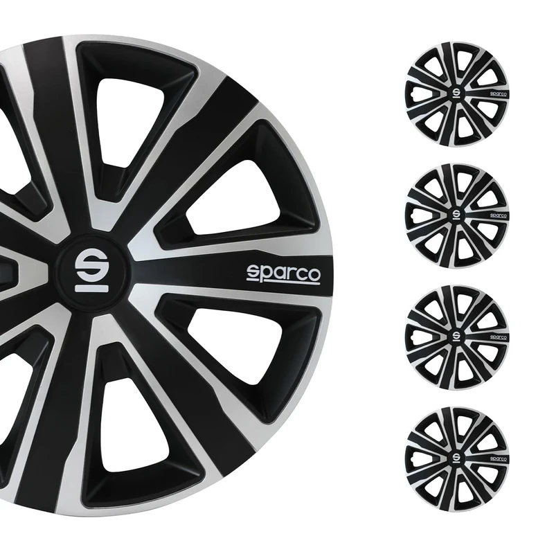 Sparco Wheel Covers Palermo - 15-inch - Silver/Black - Set of 4 pieces