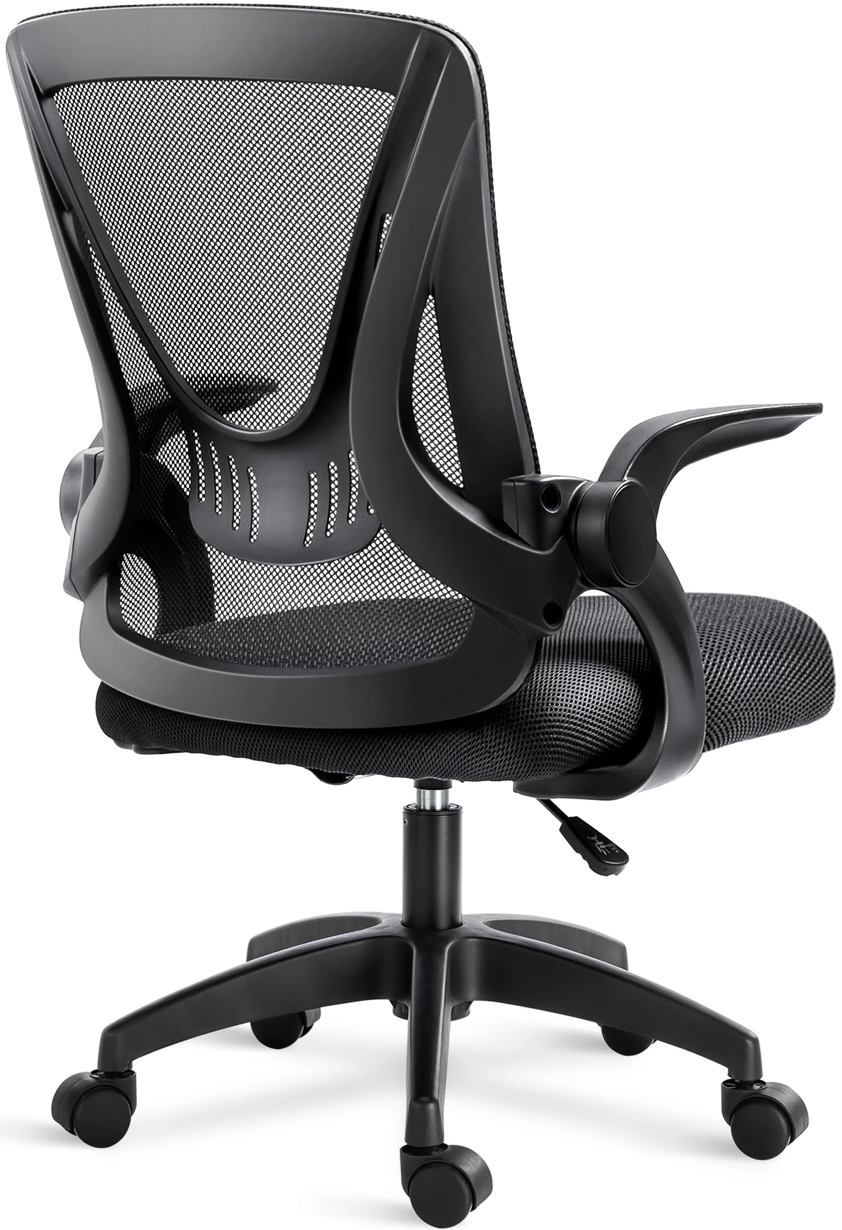 Blisswood Adjustable Office Chair, Desk Chair, Mesh Swivel Chair With 90° Flip-up Armrest Computer Chair With Lumbar Support Adjustable Height (Black)