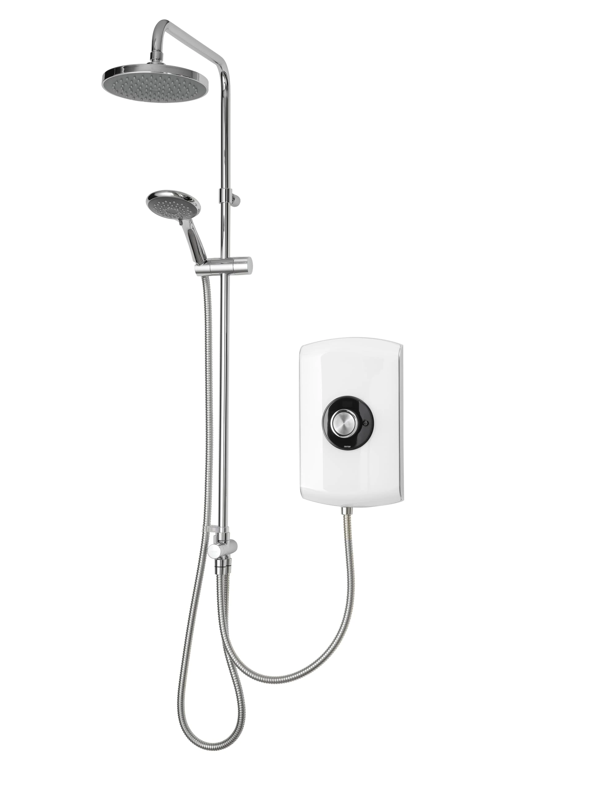 Triton Showers GEAMDU91 Amore DuElec | Shower Electric | 9.5KW | White Gloss I Electrical Showers | with Showerhead and Anti Twist Hose | Rainfall Shower Head | for Bathrooms
