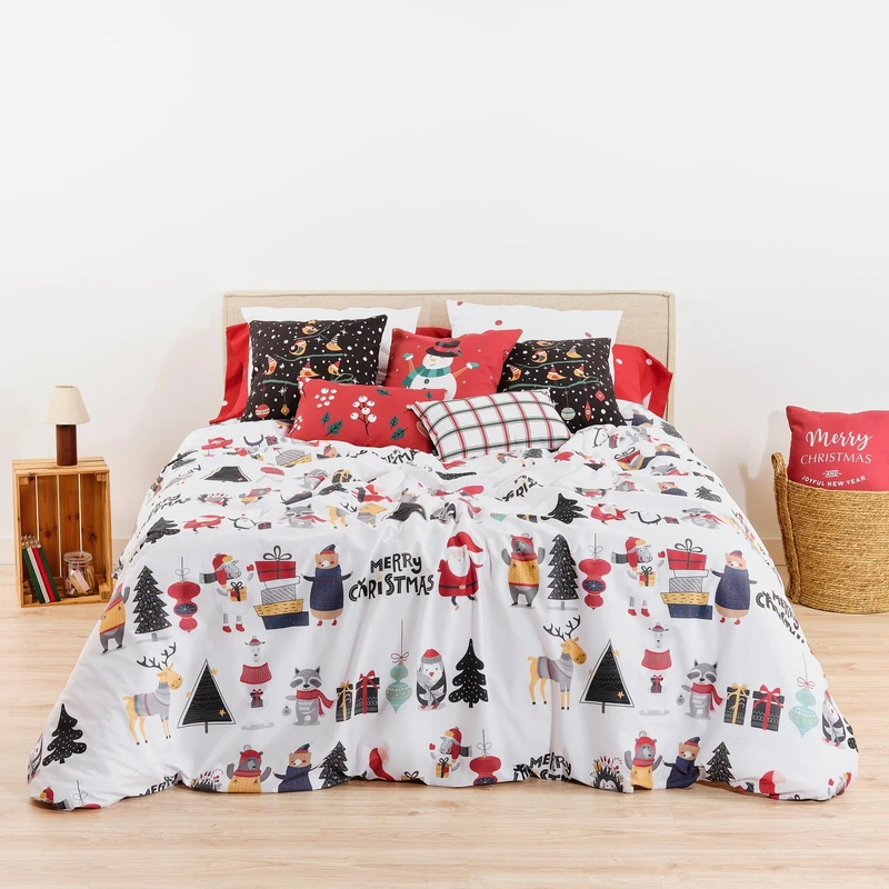BELUM | Christmas Duvet Cover 50% Cotton - 50% Polyester, Duvet Cover with Buttons Laponia 17 200 x 200 cm