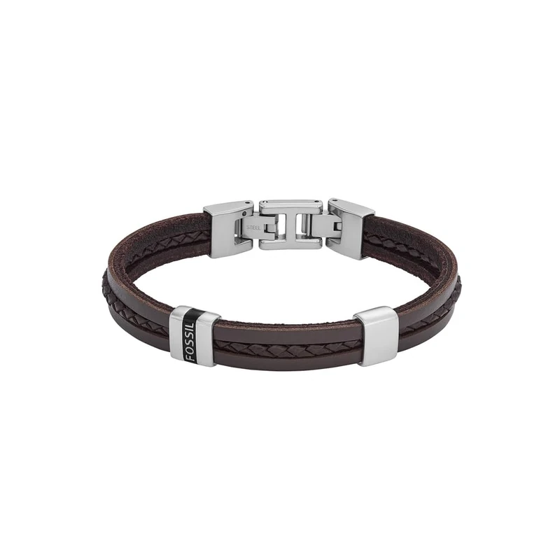 Fossil Men's Stainless steel or leather with fold over closure bracelet