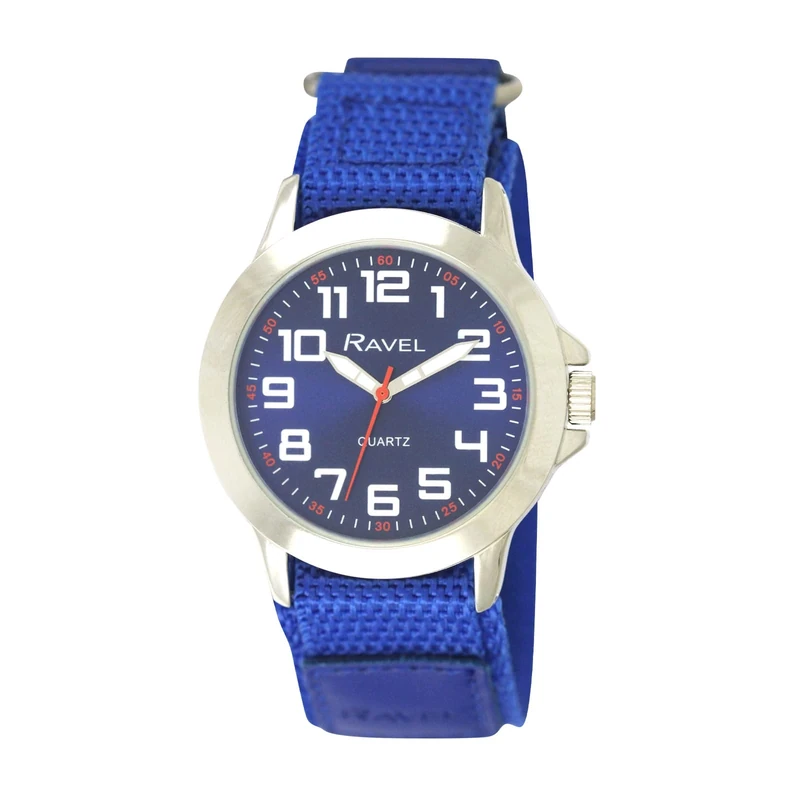 Ravel - Men's Modern Workwear Watch with Easy-Fasten Strap - Blue
