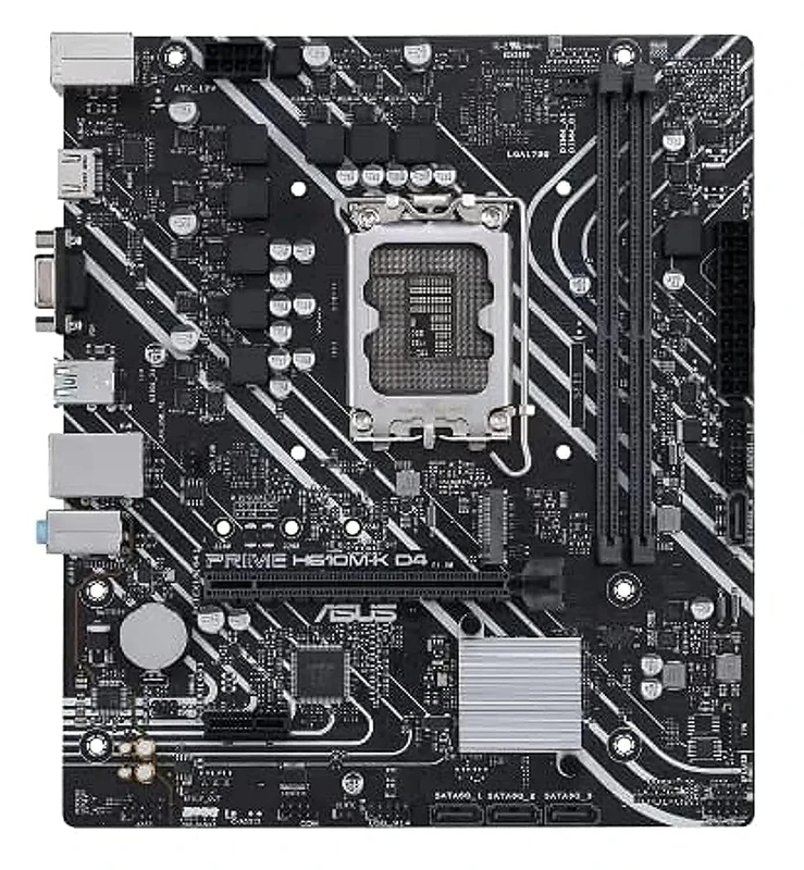 ASUS Intel® H610 (LGA 1700) mic-ATX motherboard with DDR4, PCIe 4.0, M.2 slot, Realtek 1 Gb Ethernet, HDMI®, D-Sub, USB 3.2 Gen 1 ports, SATA 6 Gbps, COM header, RGB header