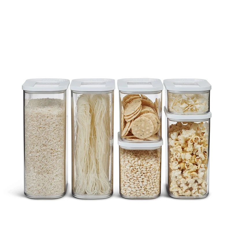 Mepal Food Storage Container 6-Piece Set - Food Containers - Kitchen Container & Organizer - Stackable & Airtight Food Storage Container - 2x 2000 ml, 2x 1000 ml, 1x 1500 ml & 1x 425 ml - White