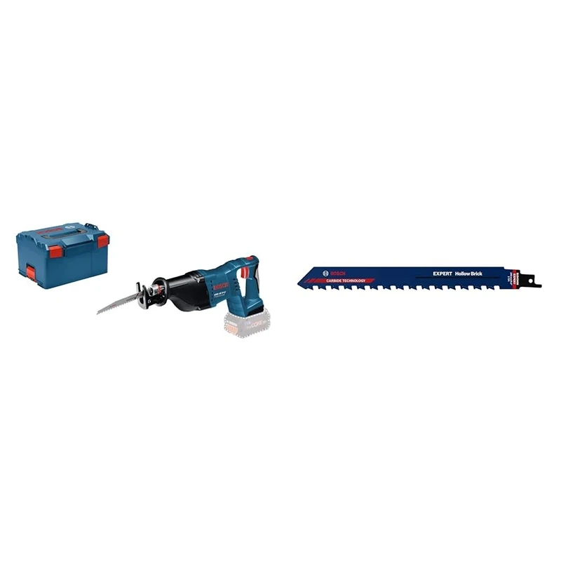 Bosch Professional GSA 18 V - LI Cordless Sabre Saw (Without Battery and Charger) + 1x Expert ‘Hollow Brick’ S 1543 HM Reciprocating Saw Blade (for Poroton Building Block, Length 240 mm, Accessories)