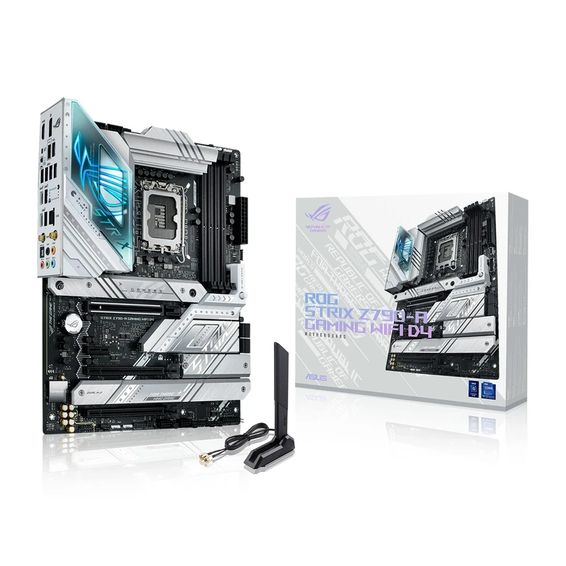 ASUS ROG Strix Z790-A Gaming WiFi D4, Intel® Z790 LGA 1700 ATX motherboard, 16 + 1 power stages, DDR4, four M.2 slots, PCIe® 5.0, WiFi 6E, USB 3.2 Gen 2x2 Type-C® with PD 3.0 up to 30W, Aura Sync RGB