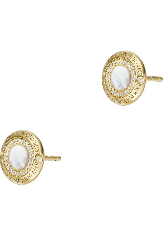 Emporio Armani Earrings for Women Essential, Length: 10MM, Width: 10MM Gold Sterling Silver Earrings, EG3565710