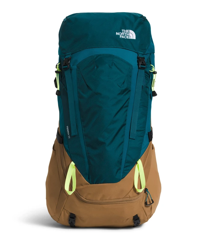 THE NORTH FACE Terra 55 L Backpacking Backpack, Blue Coral/Utility Brown/Led Yellow, S/M, Terra 55