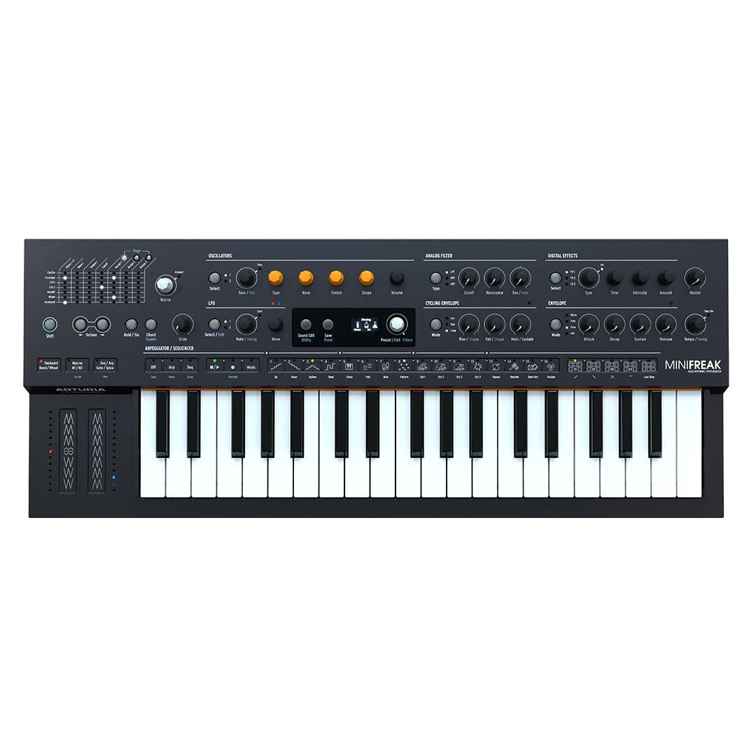 Arturia MiniFreak Spotaneous Algorithmic 37 Key 6 Voice Polyphonic Synthesizer With Analog Filter, 11 FX Algorithms, Arpeggiator and Sequencer