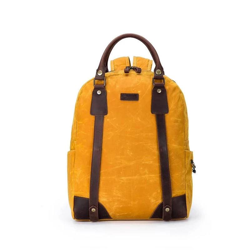 Della Q Canvas Backpack, Mustard, One Size