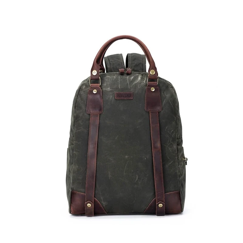 Della Q Canvas Backpack, Olive, One Size