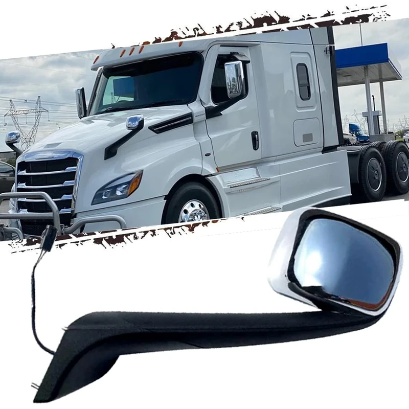 HIGHTO Hood Mirror fit for Truck Freightliner Cascadia 2018-2021, Assembly Passenger Side Chrome with Heater, Hood Mirror for Cascadia.Right Side.