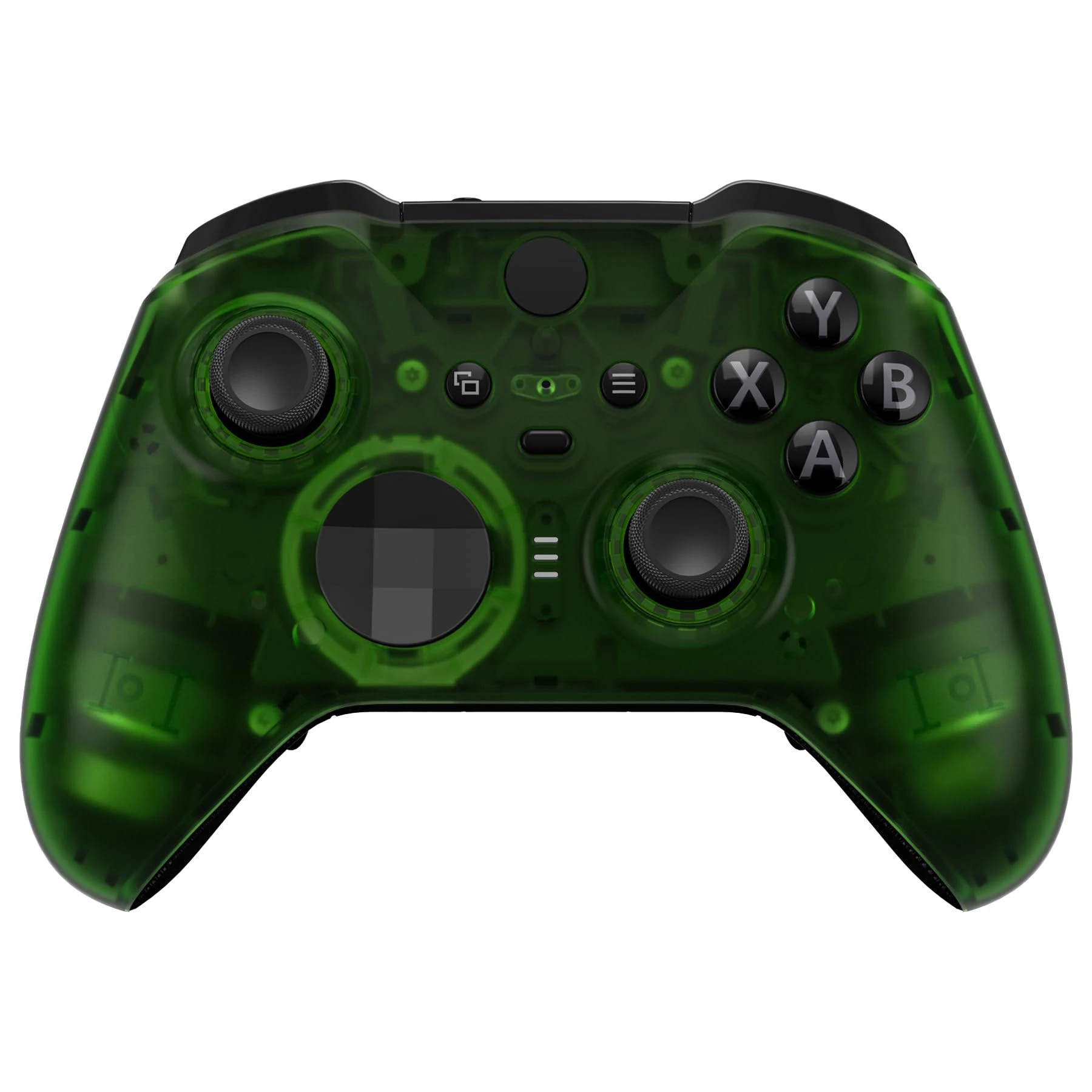 eXtremeRate Clear Green Replacement Faceplate Cover for Xbox One Elite Controller Series 2 (Model 1797), Custom DIY Front Housing Shell Case & Accent Rings for Xbox Elite Series 2 Core Controller