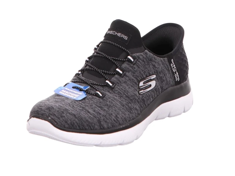 Skechers Women's Summits Sneaker, Black White 6 B (M)