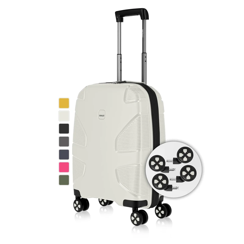 IMPACKT IP1 4 Wheel Recycled Hard Case with Interchangeable Click Wheels, Polar White, 55 cm (Größe S), Suitcase