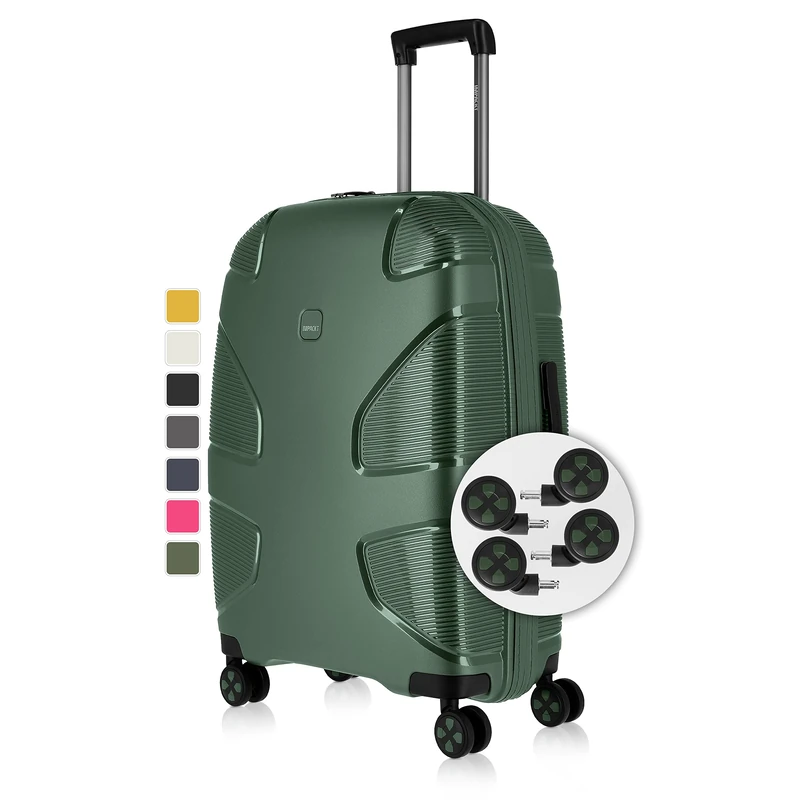 IMPACKT IP1 4 Wheel Recycled Hard Case with Interchangeable Click Wheels, Deep Sea Green, 55 cm (Größe S), Suitcase