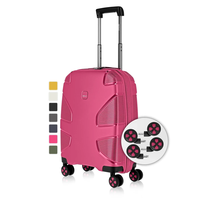IMPACKT IP1 4-Wheel Hard case Made from Recycled Material, Sustainable Travel Suitcase with Interchangeable Click Wheels, Flora Pink, 67 cm (Größe M), Casual