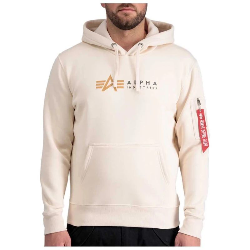 ALPHA INDUSTRIES Men's Alpha Label Hoody HOODY, 578-jet stream white,