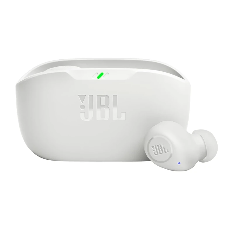 JBL Wave Buds In-Ear Wireless Earbuds with IP54 and IPX2 Waterproofing, Powerful Bass and 32-Hour Battery Life, White