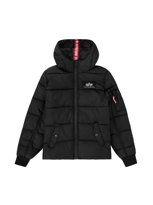 Alpha Industries Unisex Kid's Hooded Puffer Winter Jacket Teens, Black, 8 Years