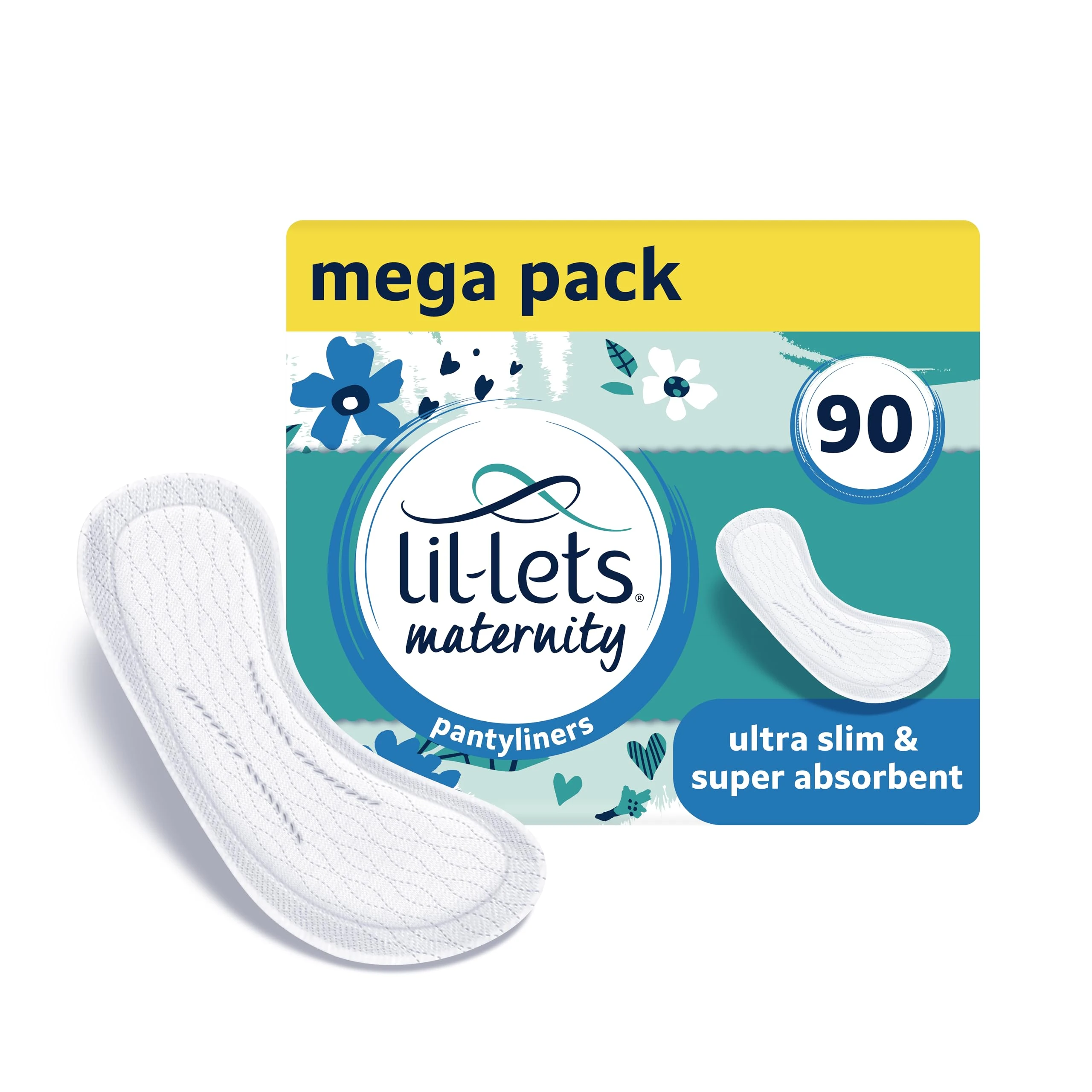 Lil-Lets Maternity Pantyliners, 90 x Ultra Slim Pantyliners, 3 Packs of 30 Pant Liners, for Pre & Post Birth Use, Light Bladder Weakness, Discharge or Spotting