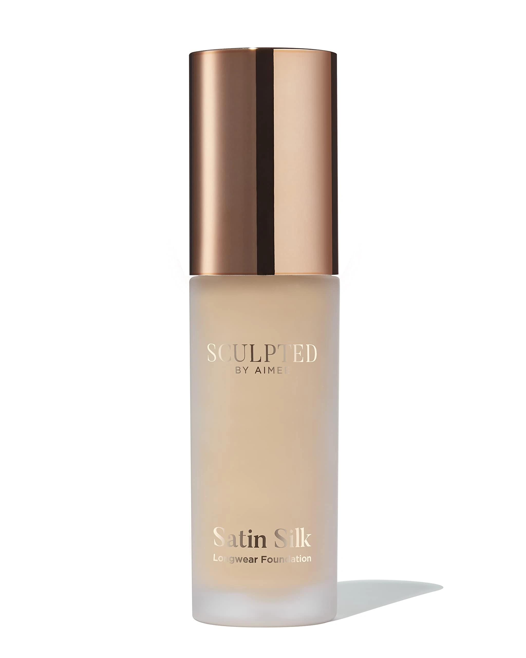 Satin Silk Longwear Foundation from Sculpted by Aimee (Medium 4.0) - Lightweight, Hydrating & Buildable High Coverage, Sweat-Resistant Foundation