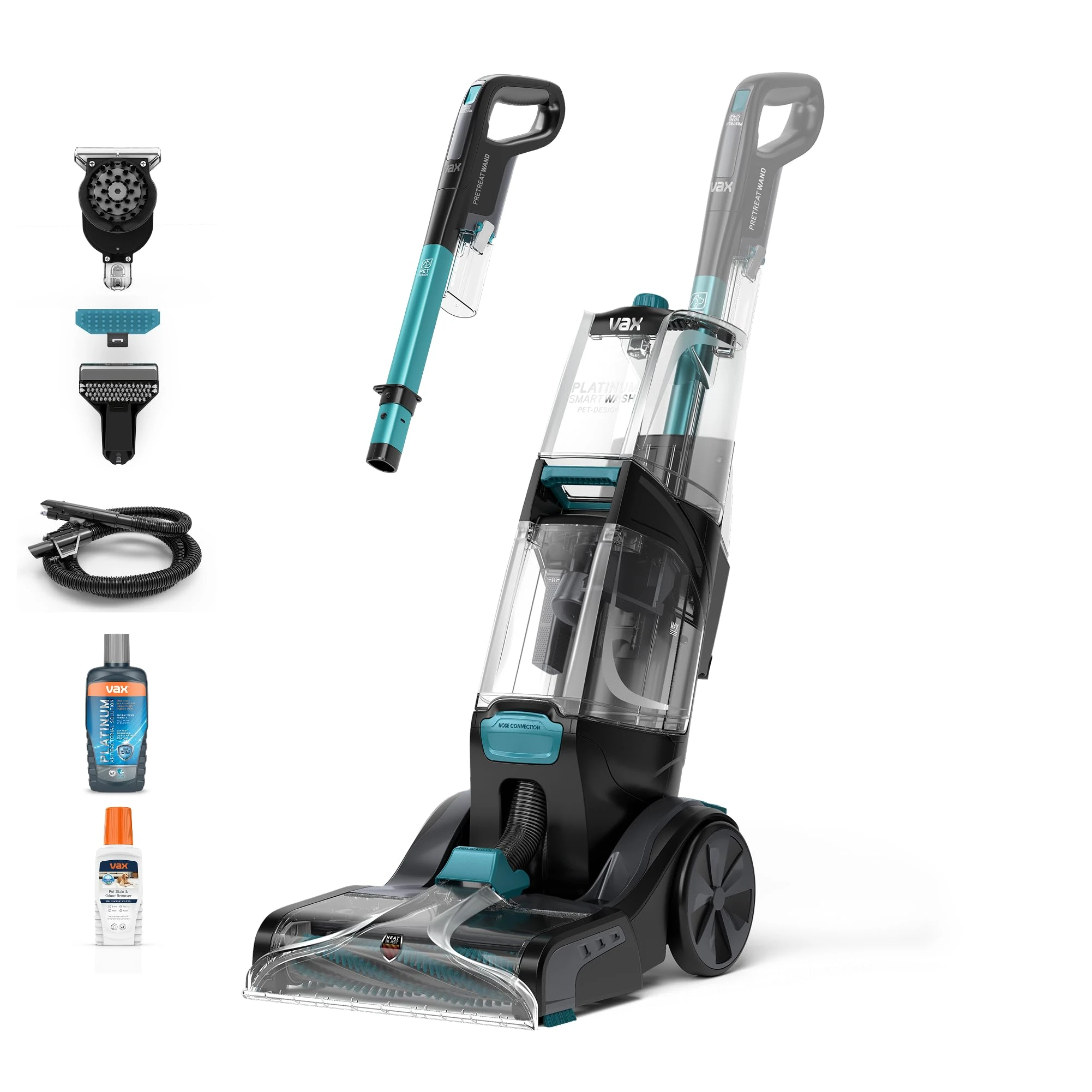 Vax Platinum SmartWash Pet-Design Carpet Cleaner Machine, Rug, Upholstery, Car, Stair Upright Shampooer Washer, Handheld Spot Cleaning, SpinScrub and Wash Tools, Solution, 1200W, 8.9kg, CDCW-SWXP