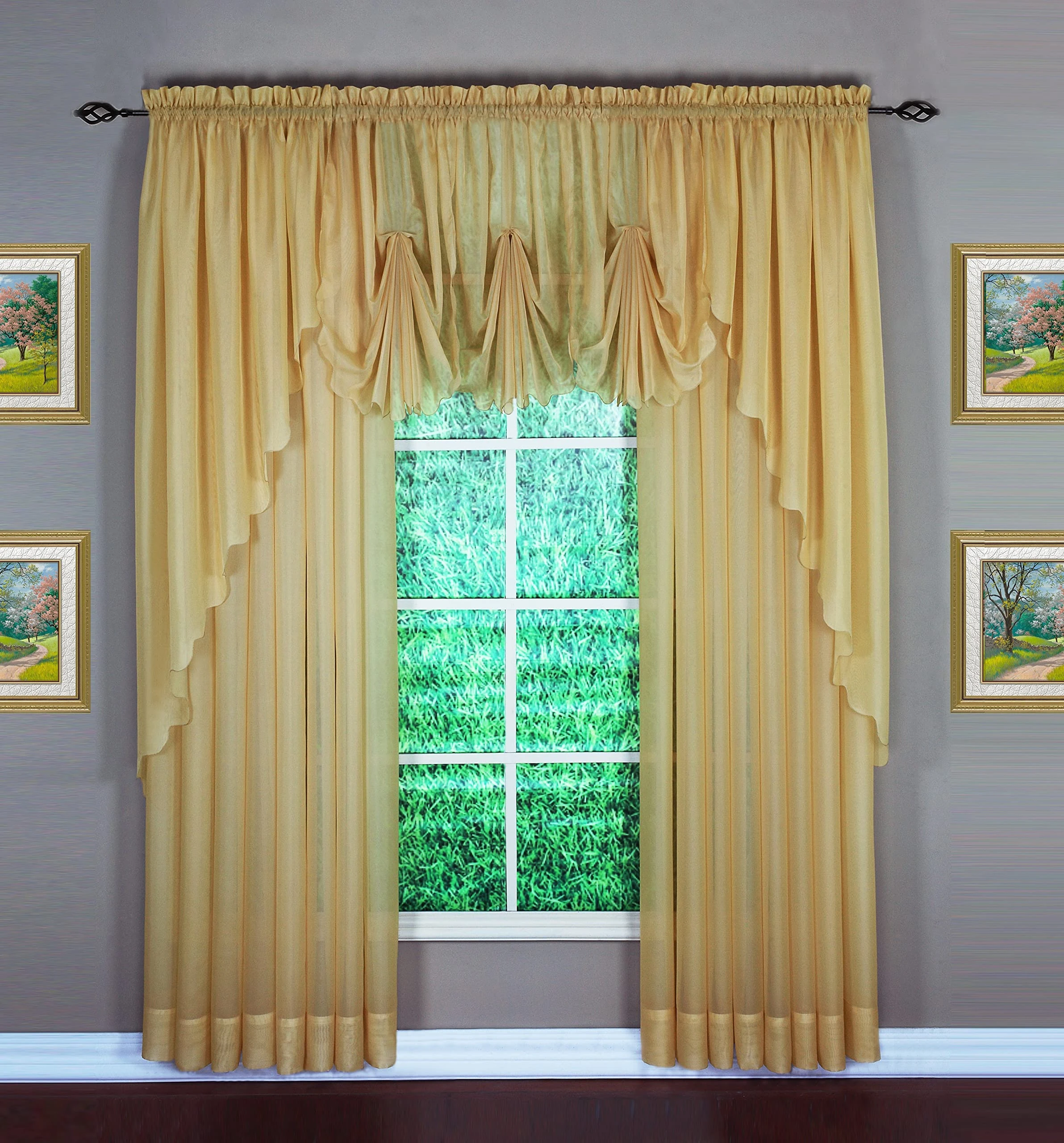 Today's Curtain Emelia Original Voile Panel 90", Gold, 60" W x 90" L