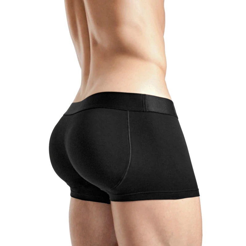 Rounderbum | Mens Underwear - Mens Boxer Briefs - Boxer with Butt Enhancing Pads - Body Shaper - Padded Underwear Shapewear, Black Padded Trunk Jc02n, S - Image 1