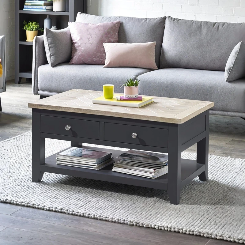 Julian Bowen Dark Grey/Oak Wood Bordeaux Coffee Table