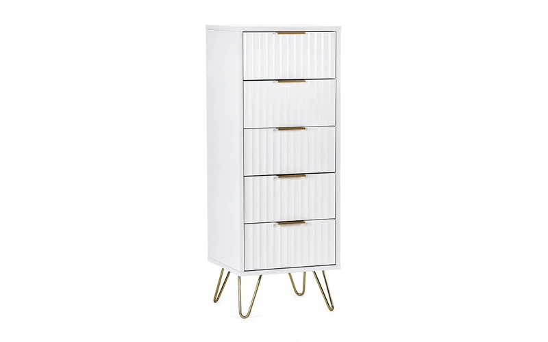 Julian Bowen Murano 5 Drawer Tallboy - White Chests