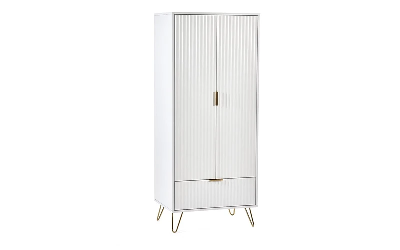 Julian Bowen Murano 2 Door 1 Drawer Wardrobe-Matt White, One Size