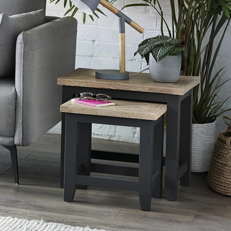 Julian Bowen Bordeaux Nest Of Tables, Dark Grey
