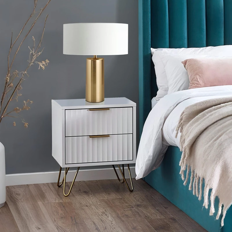 Julian Bowen Murano 2 Drawer Bedside - White Bedsides