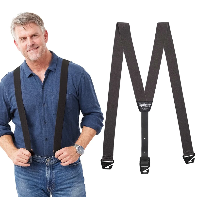 HIKERS - Upfitter Hidden Suspenders for Men Under Clothes - 3 Point Belt Loop, Black, 51in - 2X