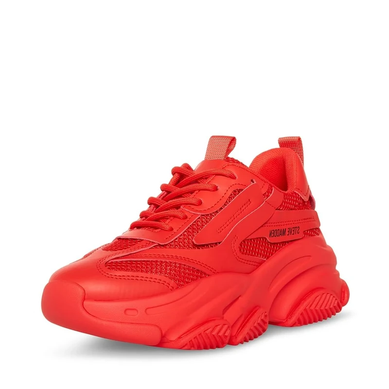 Steve Madden Women's Possession Sneaker, Red, 7.5 UK