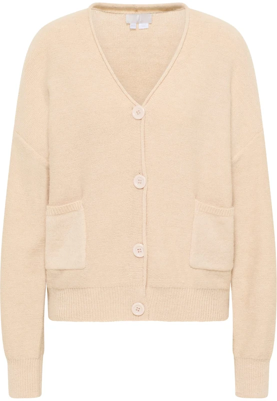 RISA Women's Cardigan with Buttons, Beige, XS/S