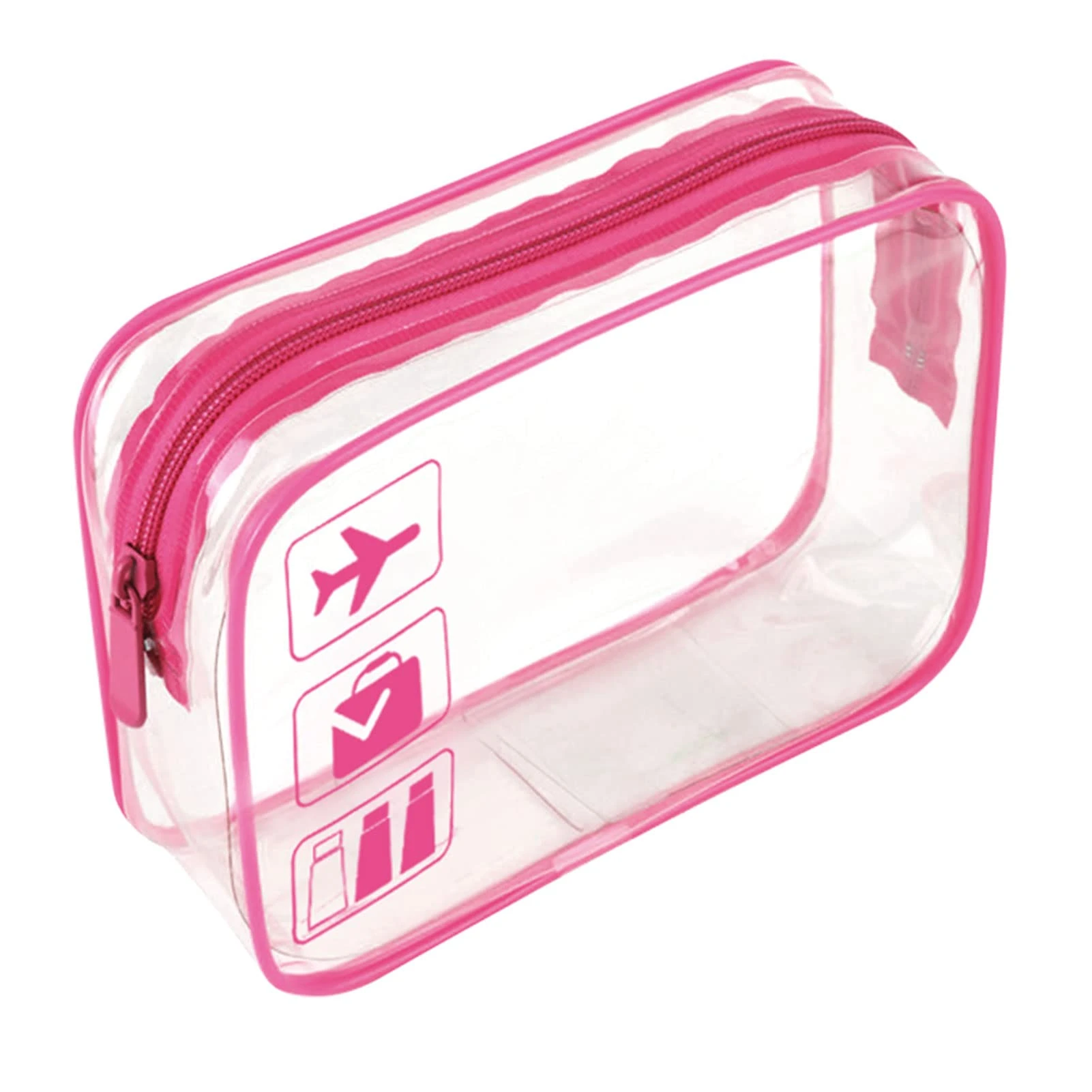 Clear Travel Toiletry Bag TSA Approved Quart Size Travel Bag Airport Security Carry On Liquid Bag Cosmetic Pouch Shower Bag Transparent Toiletries Bags (Pink