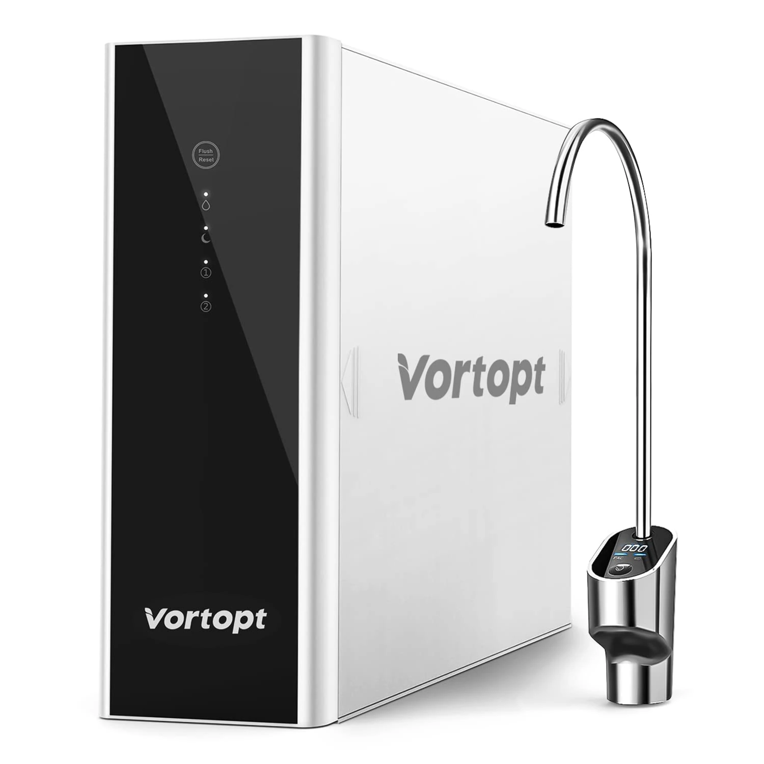 Vortopt Reverse Osmosis System Under Sink Tankless,1000 GPD,3:1 Pure to Waste,RO Water Filter System for Sink,TDS Reduction, Smart Faucet with TDS Meter, Composite and RO Filters, White