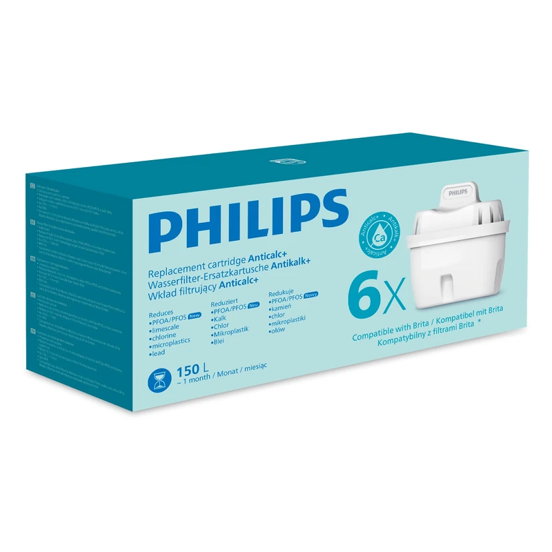 Philips Anticalc+ Water Filter Cartridge 6-Pack - Hard Water - Image 1