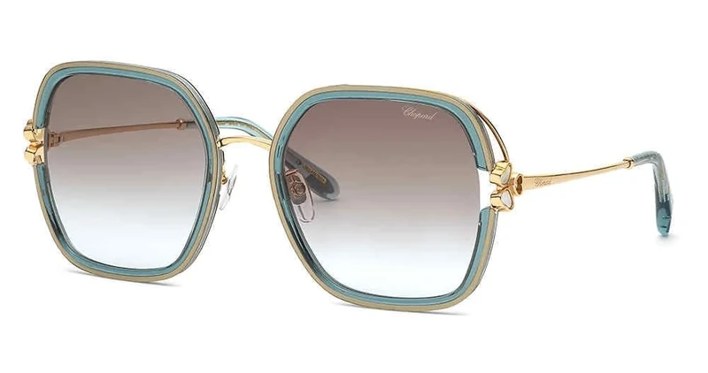 CHOPARD Women's SCHG32V Sunglasses, Shiny TRANSP.Turquoise, 57