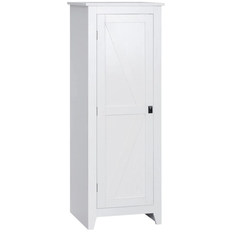 HOMCOM Classic Style Kitchen Buffet Storage Cabinet Bathroom Storage Unit with 3 Adjustable Shelves Height 120 cm White Wood