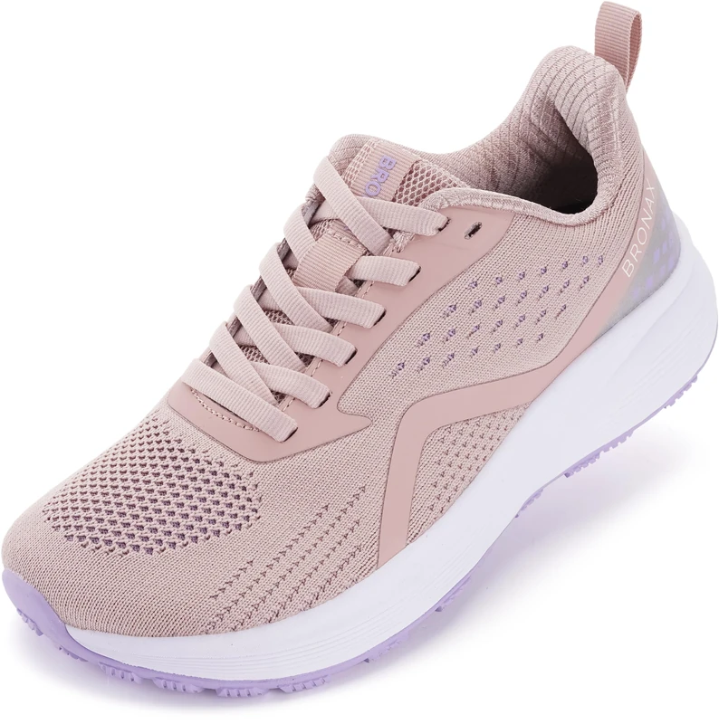 BRONAX Women's Wide Toe Box Road Running Shoes | Wide Athletic Tennis Sneakers with Rubber Outsole, Pink, 7 Wide