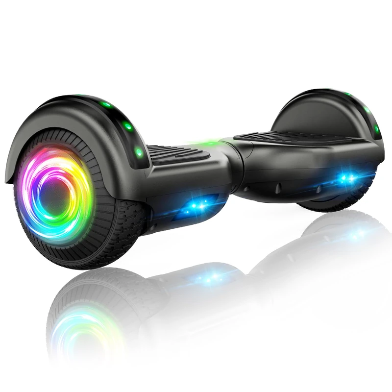 SISIGAD Offroad Hoverboard Kinder Adults with 6.5 Inches Reifen Leistungsstarke Battery Hoverboard Bluetooth Lautsprechern LED-Licht, A02, A02-Black